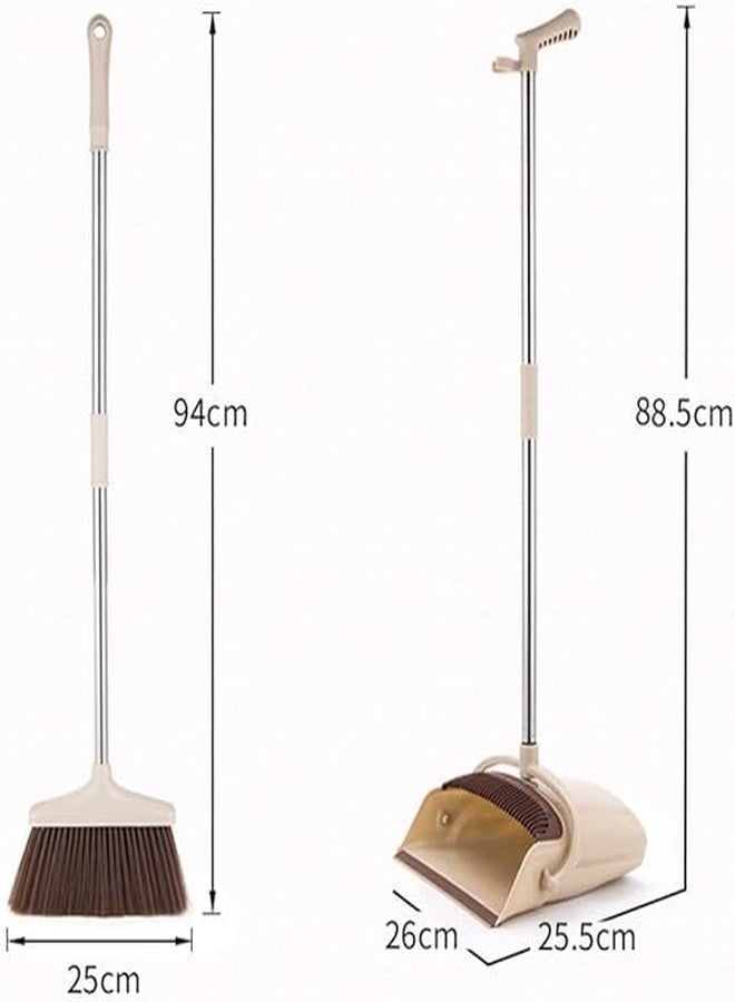 GNEY Extendable Long Handle Broom and Dustpan Set, Stainless Lightweight Upright Standing Broom and Dustpan Combo for Kitchen Lobby Office Living Room Household Indoor or Outside (Green) - Image 2